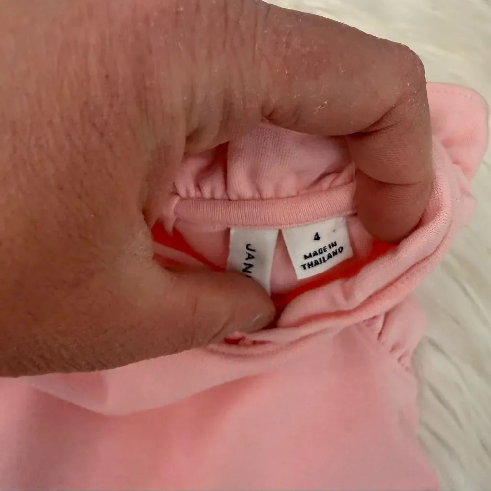 Janie and Jack Light Pink Ruffle Bow Dress - Size 4T